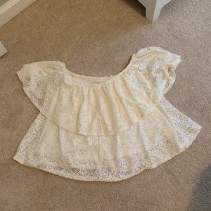 Cream Lace Off the Shoulder Top